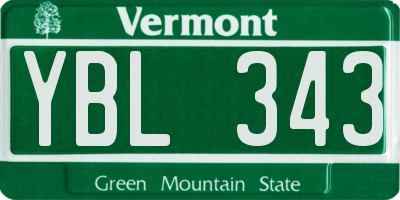 VT license plate YBL343
