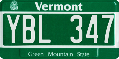 VT license plate YBL347