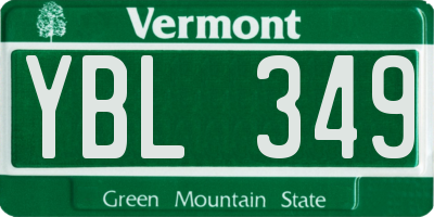 VT license plate YBL349