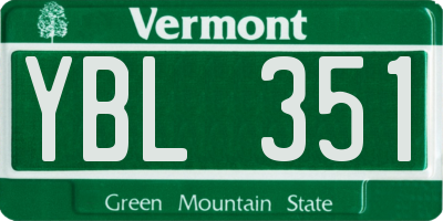 VT license plate YBL351