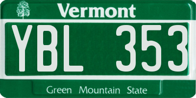 VT license plate YBL353