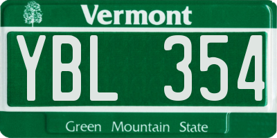 VT license plate YBL354