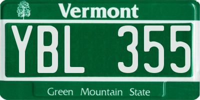 VT license plate YBL355