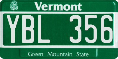 VT license plate YBL356