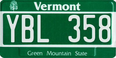 VT license plate YBL358