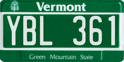 VT license plate YBL361