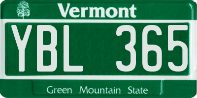 VT license plate YBL365