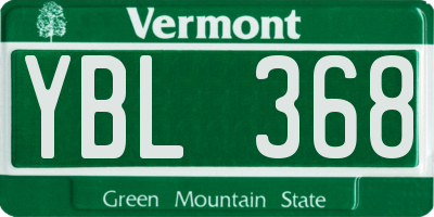 VT license plate YBL368