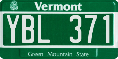 VT license plate YBL371