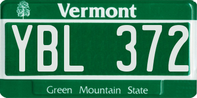 VT license plate YBL372
