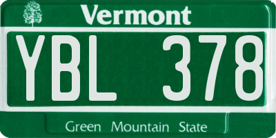VT license plate YBL378