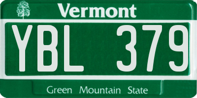 VT license plate YBL379