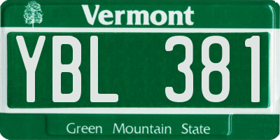 VT license plate YBL381