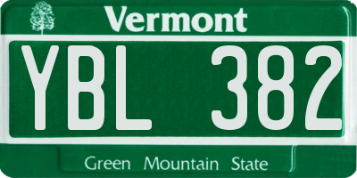 VT license plate YBL382