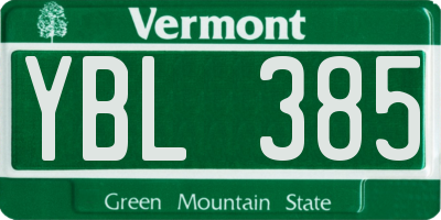 VT license plate YBL385