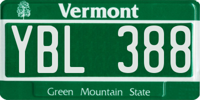 VT license plate YBL388