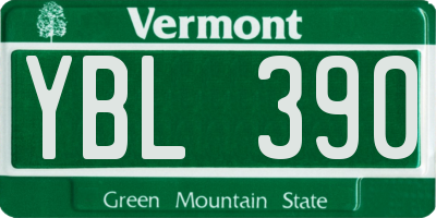 VT license plate YBL390