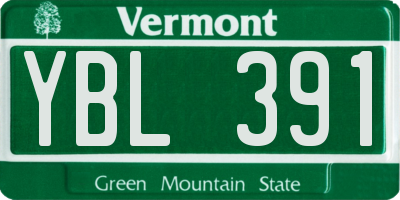 VT license plate YBL391