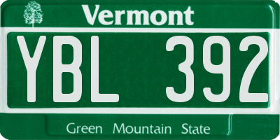 VT license plate YBL392