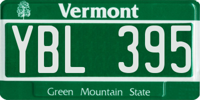 VT license plate YBL395