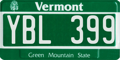 VT license plate YBL399