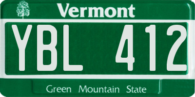 VT license plate YBL412