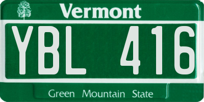 VT license plate YBL416