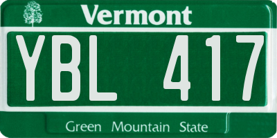 VT license plate YBL417