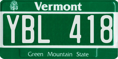 VT license plate YBL418