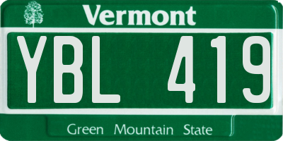 VT license plate YBL419