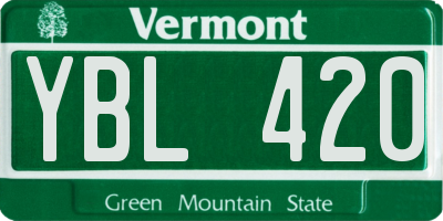 VT license plate YBL420