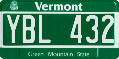 VT license plate YBL432