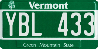 VT license plate YBL433