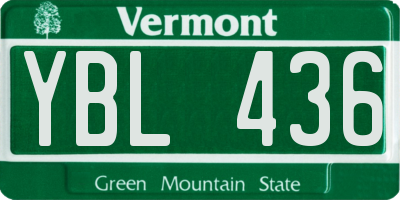 VT license plate YBL436