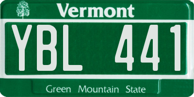 VT license plate YBL441