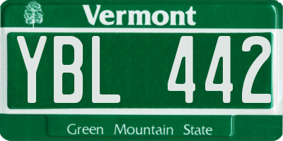 VT license plate YBL442