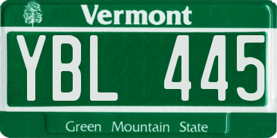 VT license plate YBL445