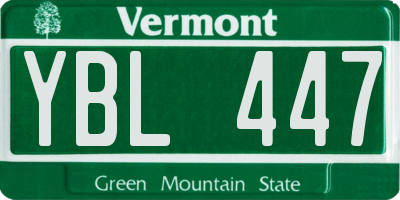 VT license plate YBL447