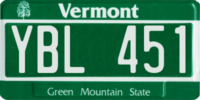 VT license plate YBL451