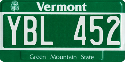 VT license plate YBL452