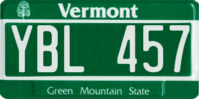 VT license plate YBL457