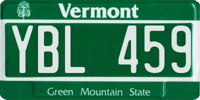 VT license plate YBL459