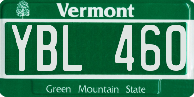 VT license plate YBL460