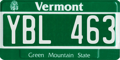VT license plate YBL463
