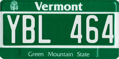 VT license plate YBL464