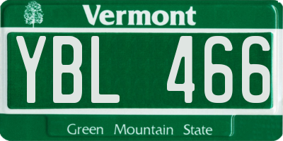 VT license plate YBL466
