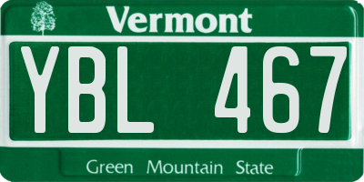 VT license plate YBL467