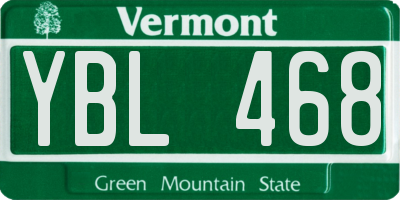 VT license plate YBL468