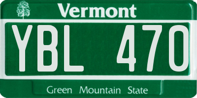 VT license plate YBL470