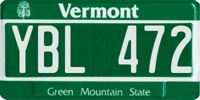 VT license plate YBL472